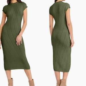 NWT THE GOOD JOURNEY cap sleeve midi dress in rifle green size S